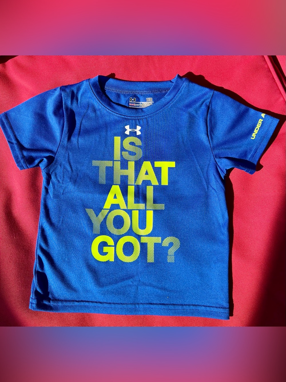 Under Armour Blue Tee with Neon Yellow Graphic - Kids